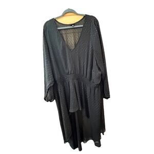 Torrid Sz 6 (6X) Sheer Black High Low Blouse Sequined Whimsygoth Goth Fairygoth